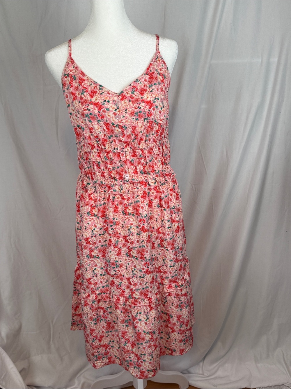 Women's Beachsissi Spaghetti Strap Lightweight Midi V-Neck Dress Size Medium NWT